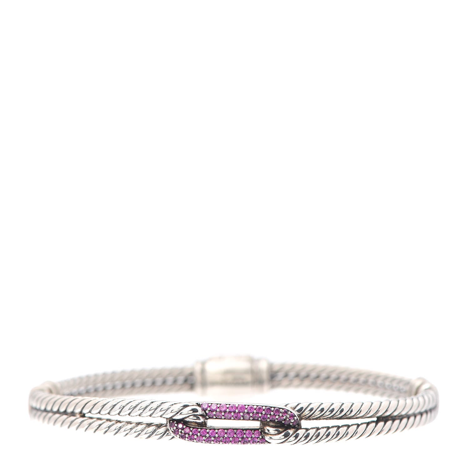 David Yurman Sterling Silver Pave Pink Sapphire 7mm Mini Loop Labyrinth Bracelet 1 of 5