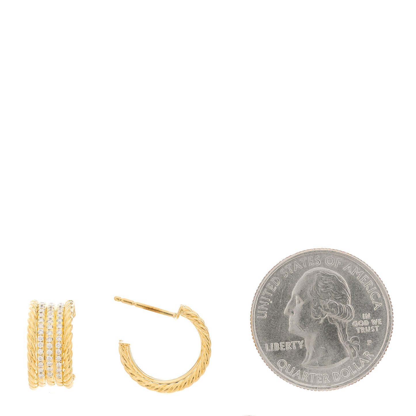 18K Yellow Gold Diamond Origami Huggie Earrings