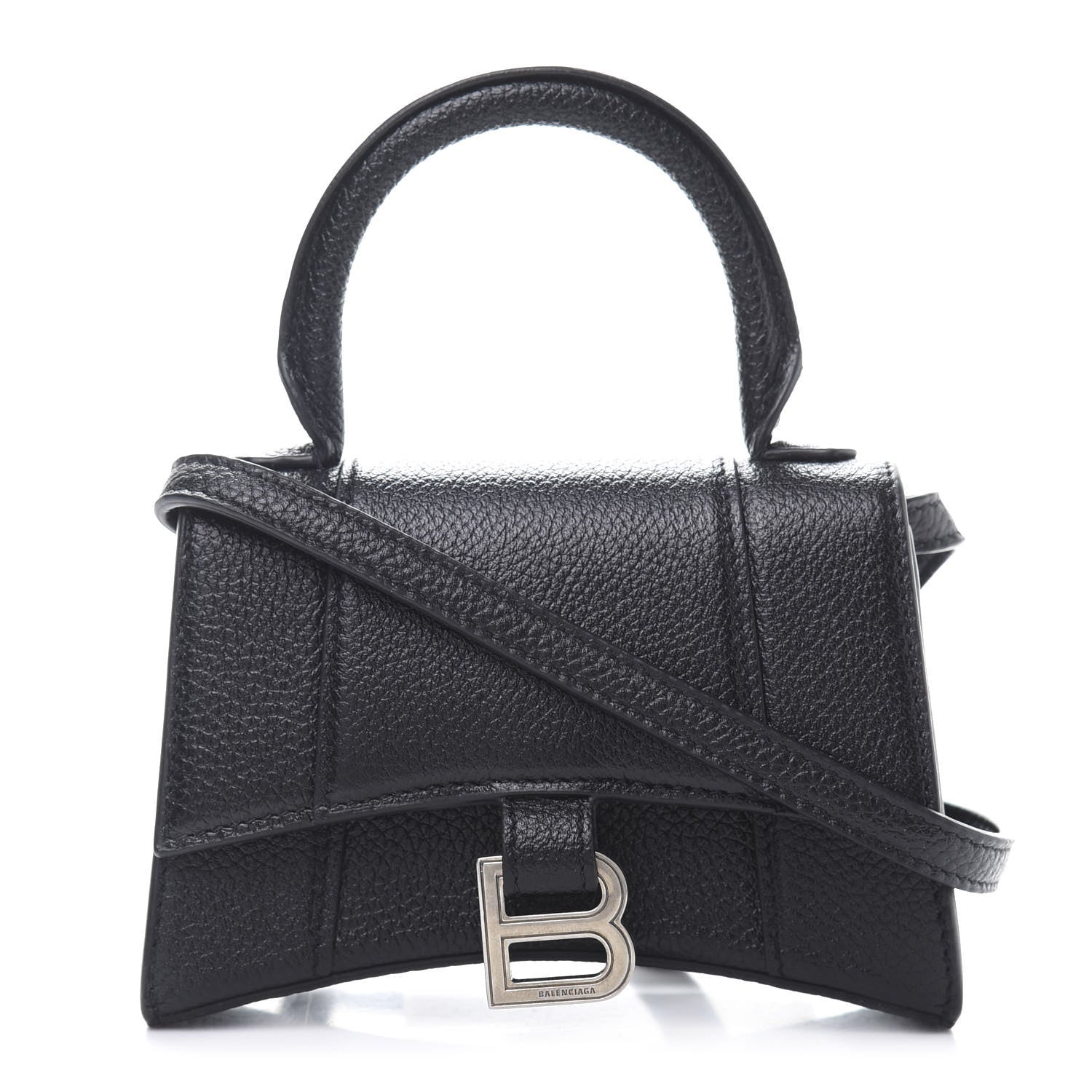 Balenciaga Grained Calfskin Hourglass Top Handle Bag Mini Black 1 of 10