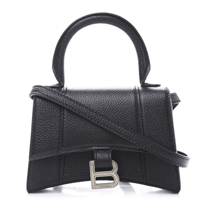 Balenciaga Grained Calfskin Hourglass Top Handle Bag Mini Black 1 of 10