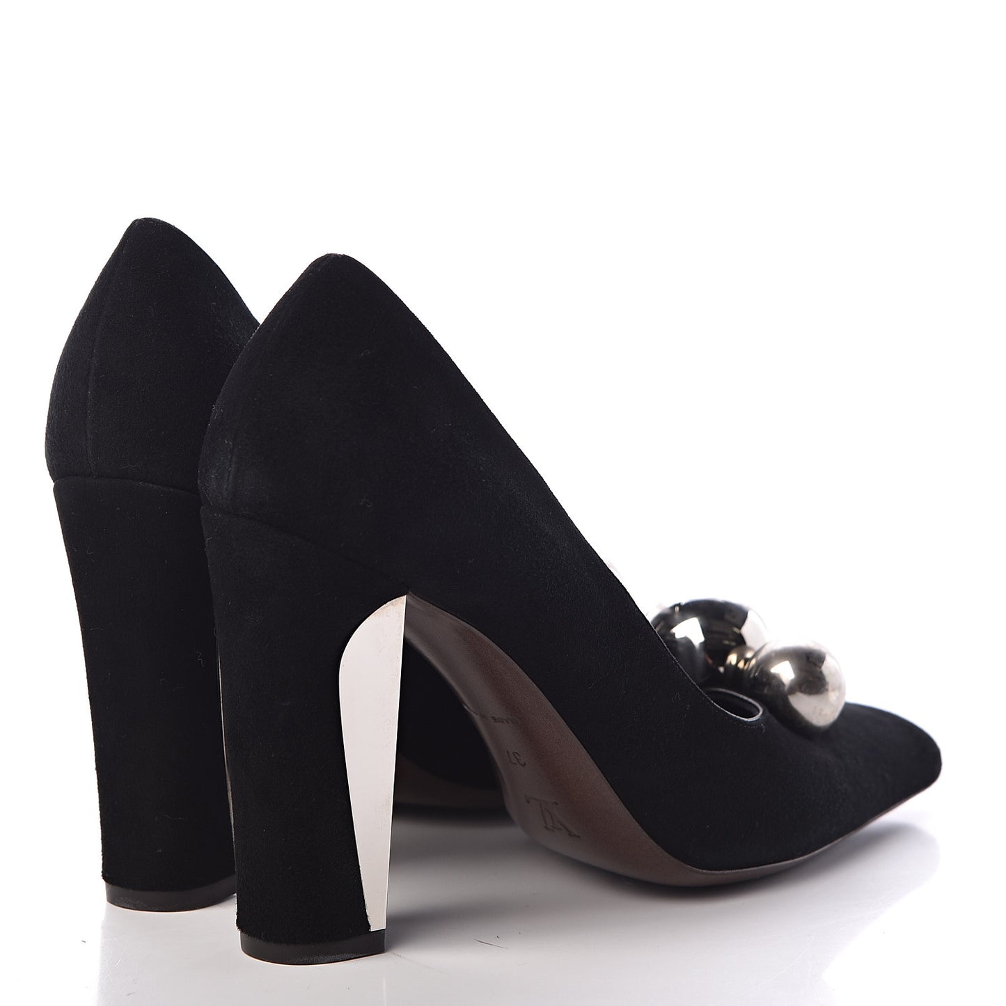 Suede Mirrored Ball Pumps 37 Black