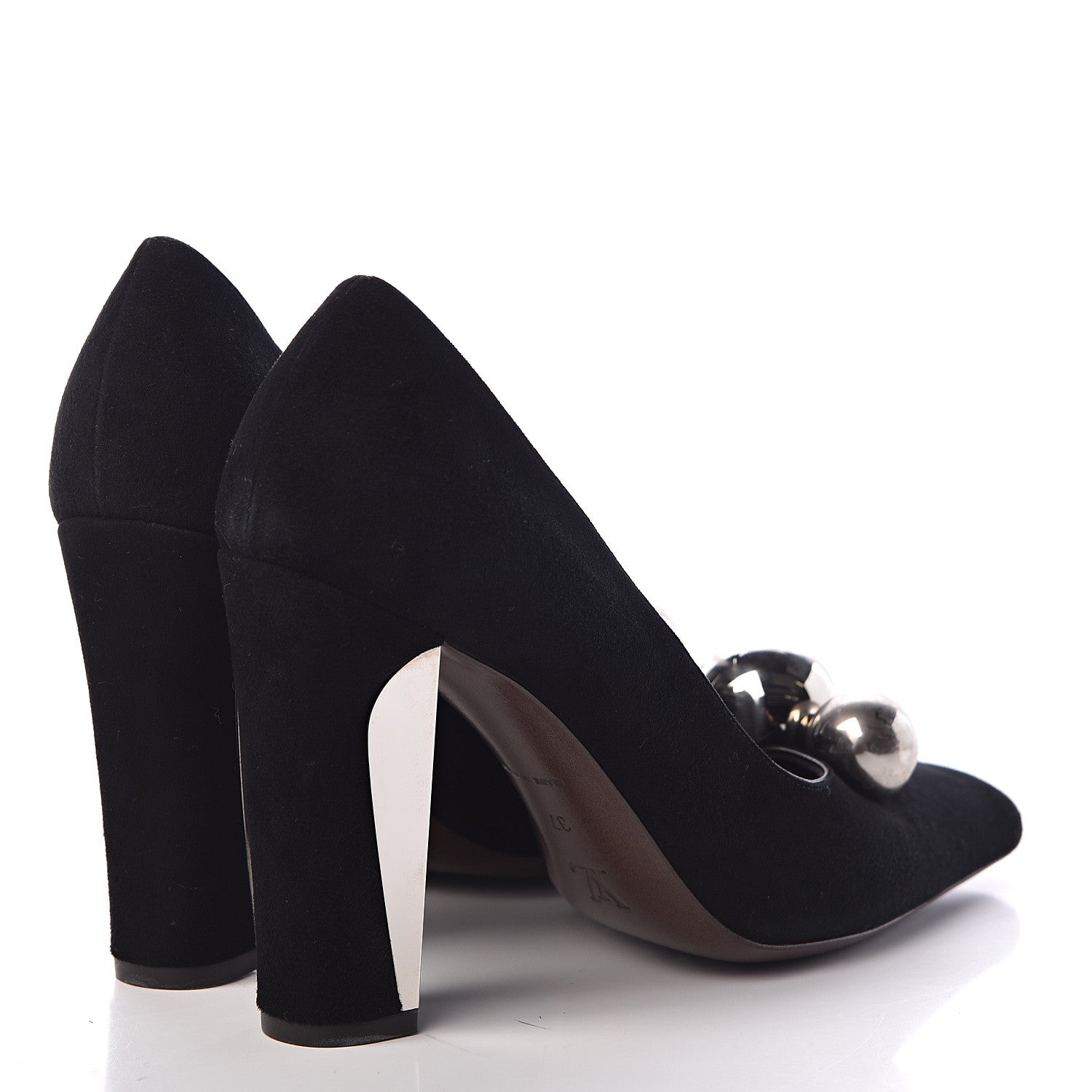 Louis Vuitton Suede Mirrored Ball Pumps 37 Black 5 of 16