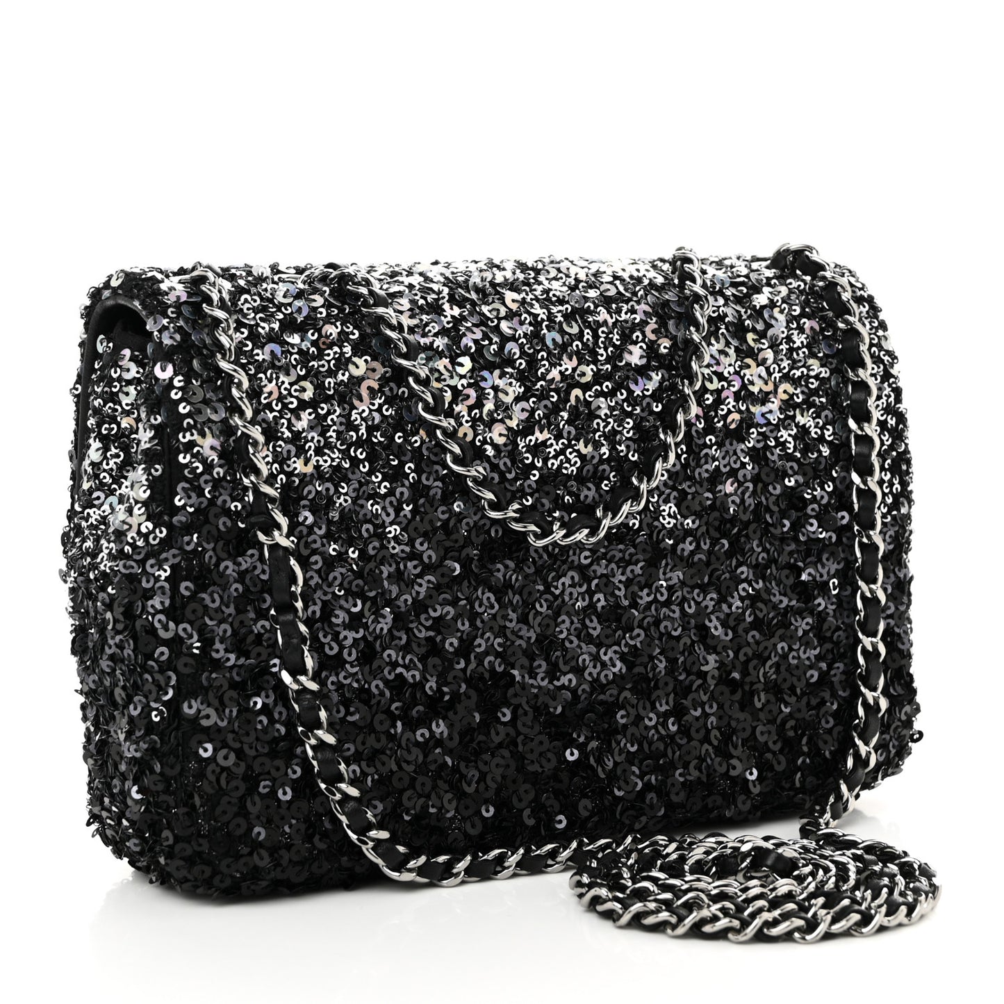Shaded Sequins Mini Flap Black
