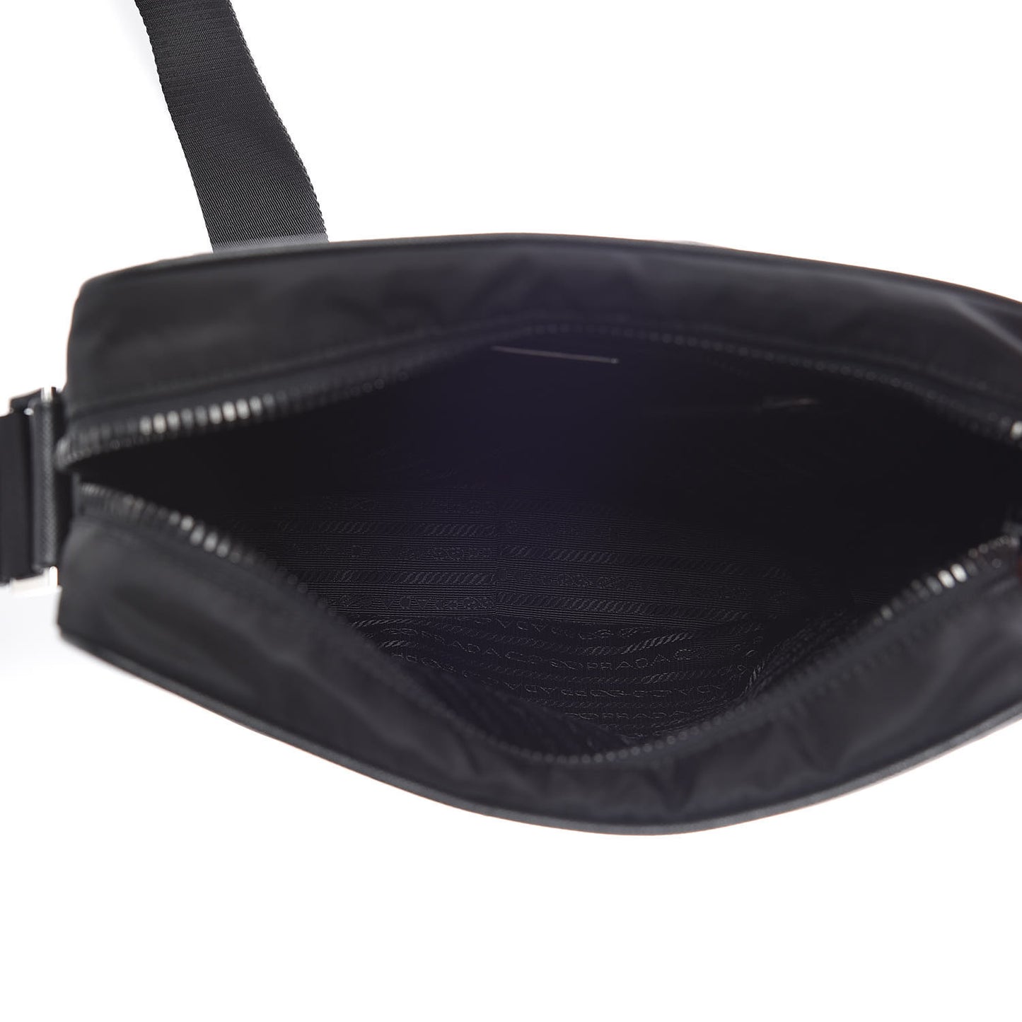 Nylon Saffiano Flat Messenger Bag Black