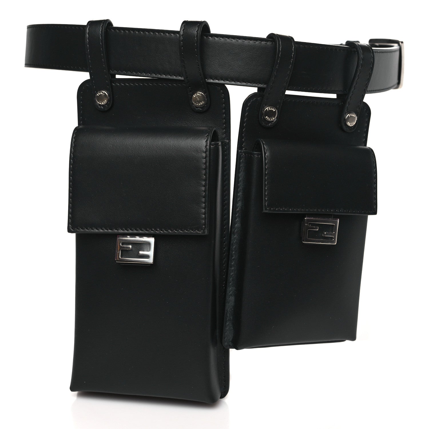 Fendi Vitello Glacier Utility Belt Pouch Black 2 of 7