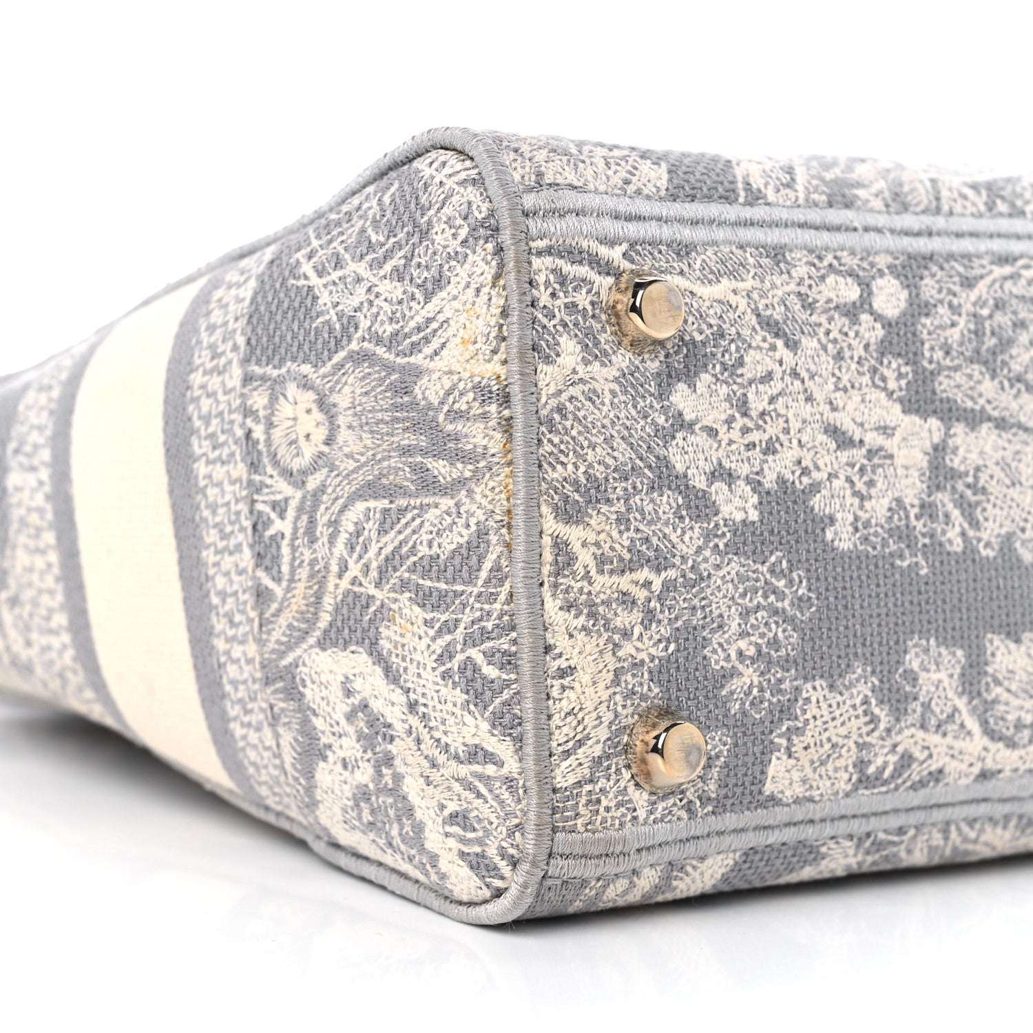 Christian Dior Canvas Toile De Jouy Reverse Embroidered Medium Lady D-Lite Gray 9 of 12