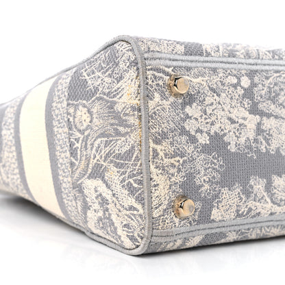 Christian Dior Canvas Toile De Jouy Reverse Embroidered Medium Lady D-Lite Gray 9 of 12