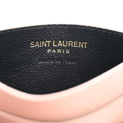 Saint Laurent Grain De Poudre Matelasse Chevron Monogram Credit Card Case Pale Pink 6 of 16