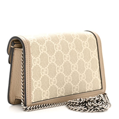 Gucci GG Supreme Monogram Textured Dollar Calfskin Super Mini Dionysus Shoulder Bag Beige Mystic White Oatmeal 3 of 12