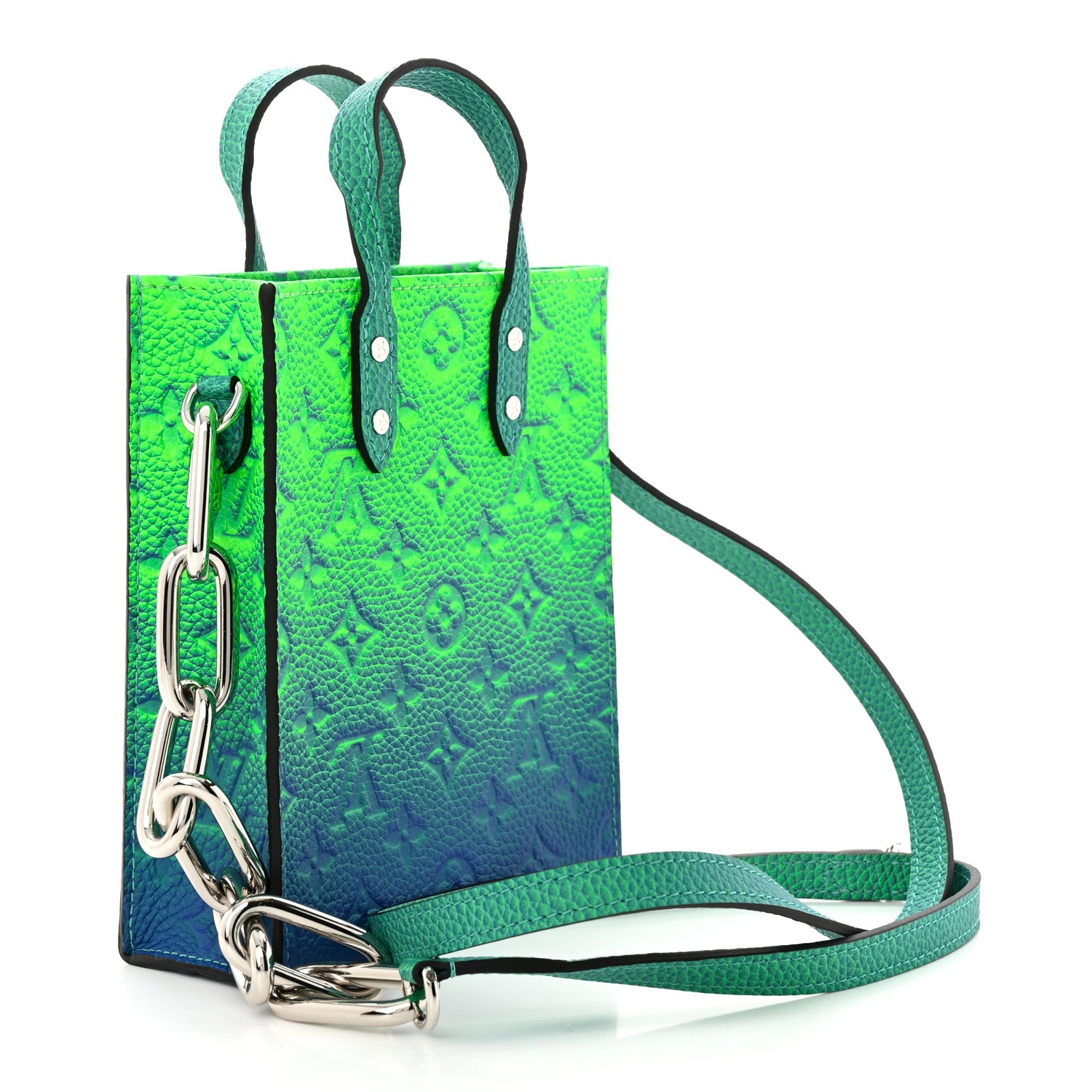 Louis Vuitton Taurillon Illusion Sac Plat XS Bleu Vert 3 of 9