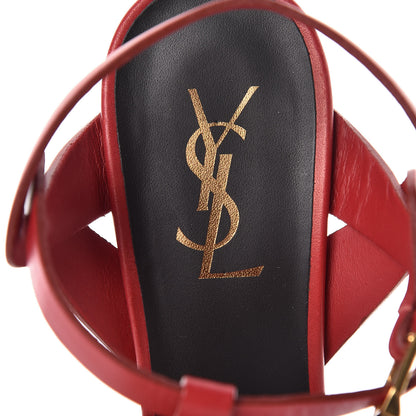 Saint Laurent Calfskin Tribute 105 Platform Sandals 39 Rouge Orient 7 of 10