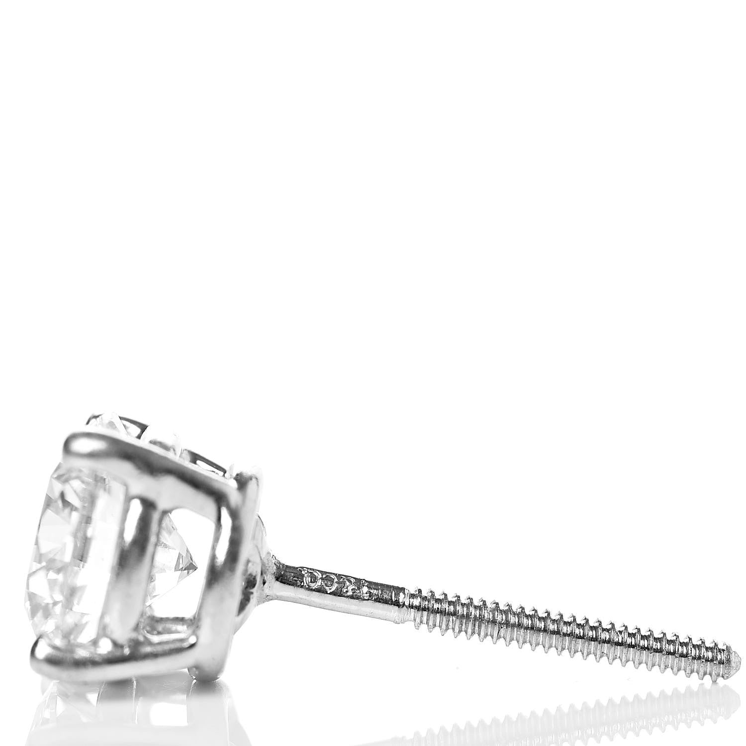 Tiffany Platinum Diamond 1.41ctw Round Solitaire Earrings 3 of 6