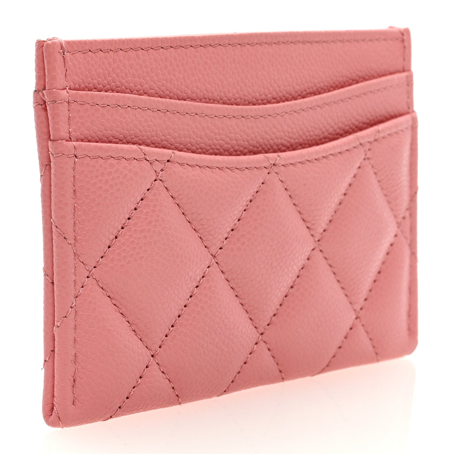 Caviar Quilted Card Holder Pink