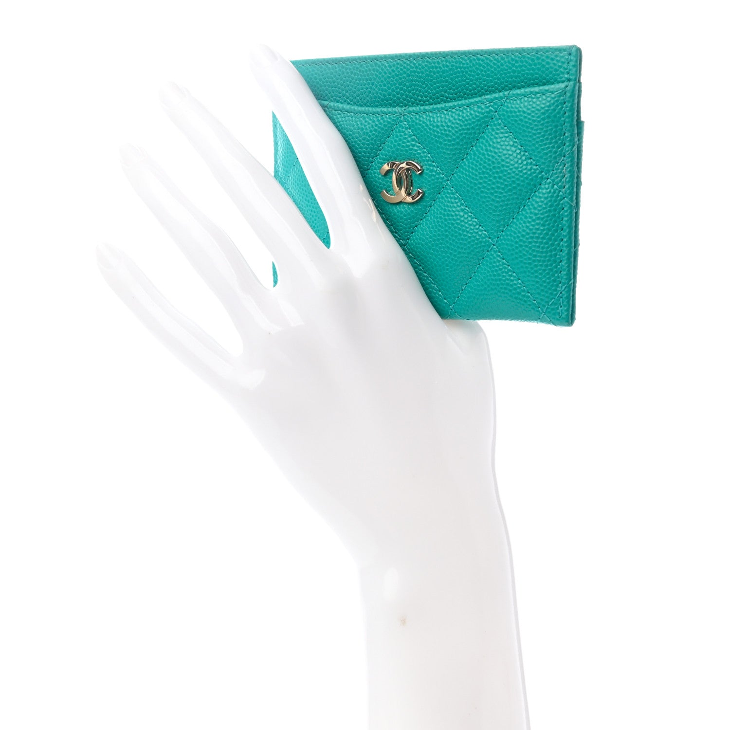 Chanel Caviar Quilted Card Holder Turquoise 2 of 8