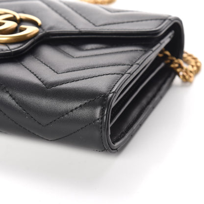 Gucci Calfskin Matelasse GG Marmont Chain Wallet Black 9 of 11