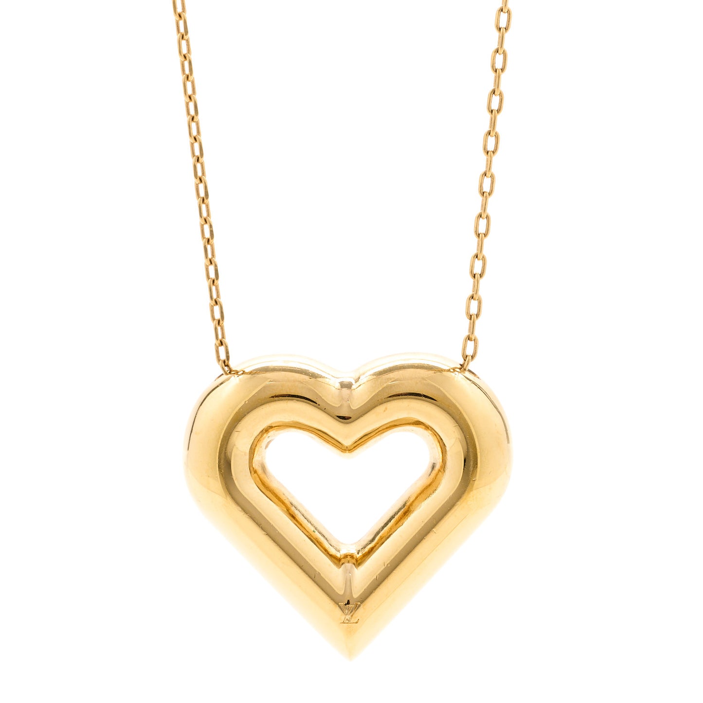 Metal LV and Me Heart Necklace Gold