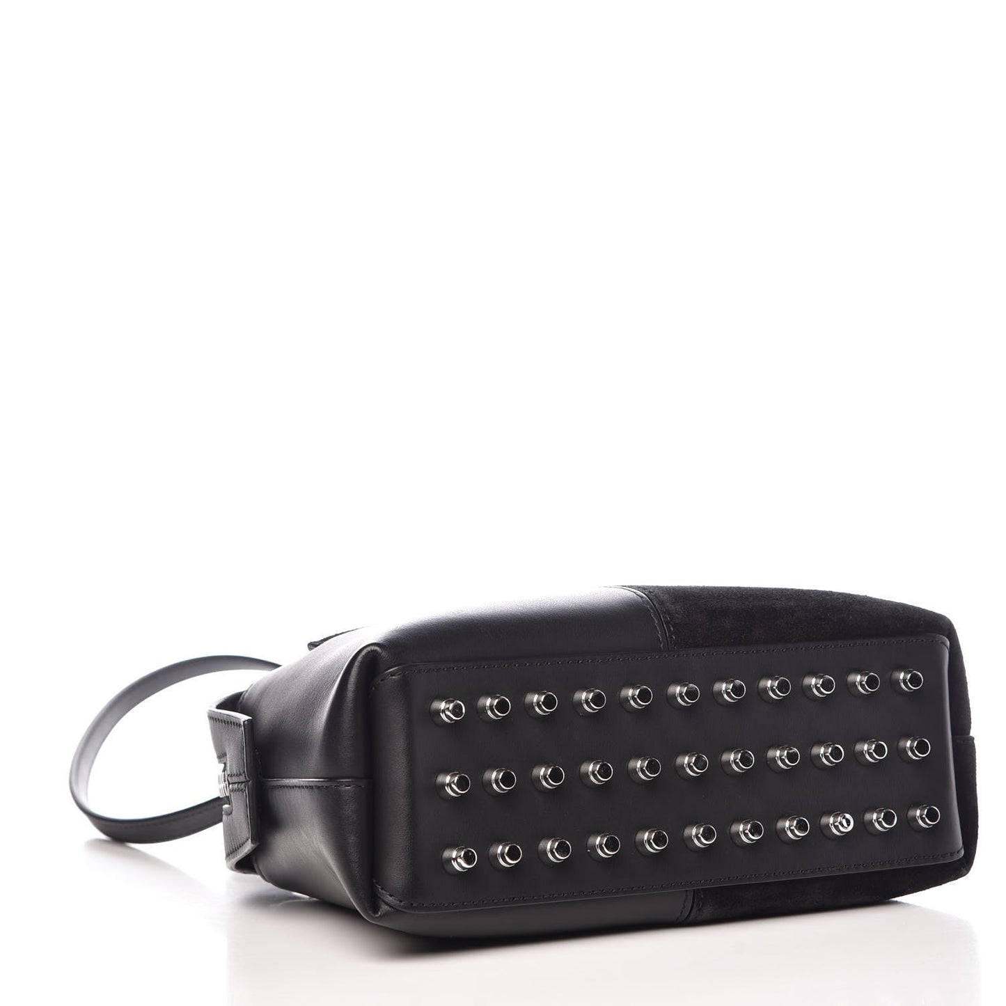 Suede Calfskin Small Rogue Satchel Black Silver Hardware