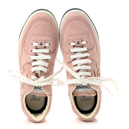Chanel Suede Womens CC Sneakers 38.5 Light Pink 2 of 11