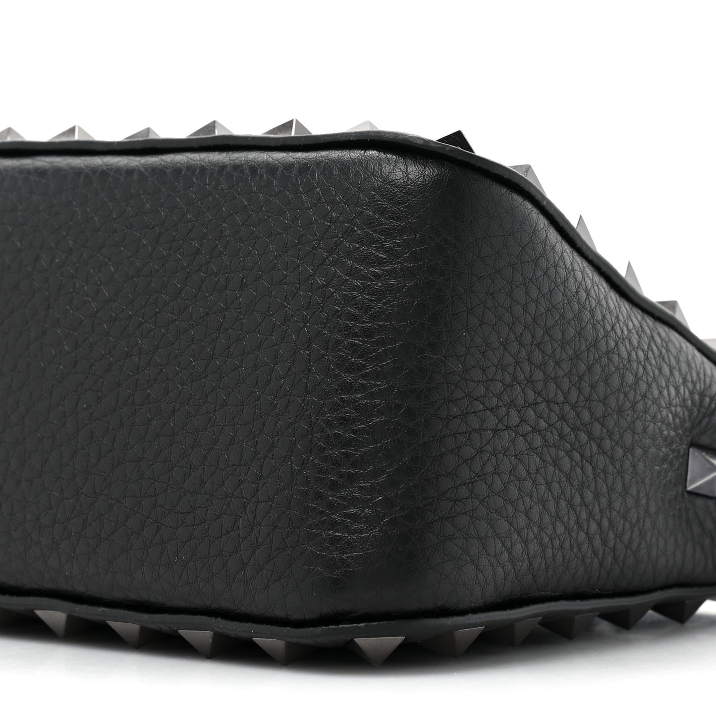 VALENTINO GARAVANI Pebbled Calfskin Small Rockstud Flip Lock Shoulder Bag Black