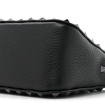 Valentino Garavani VALENTINO GARAVANI Pebbled Calfskin Small Rockstud Flip Lock Shoulder Bag Black 7 of 9