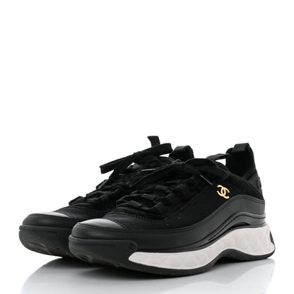 Chanel Velvet Calfskin Mixed Fibers CC Sneakers 40.5 Black 3 of 8