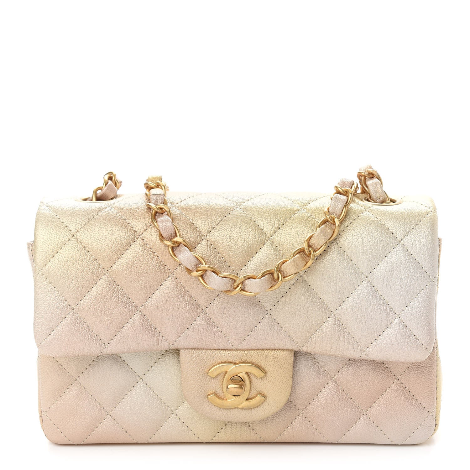 Chanel Metallic Goatskin Quilted Mini Rectangular Flap Gold 1 of 9