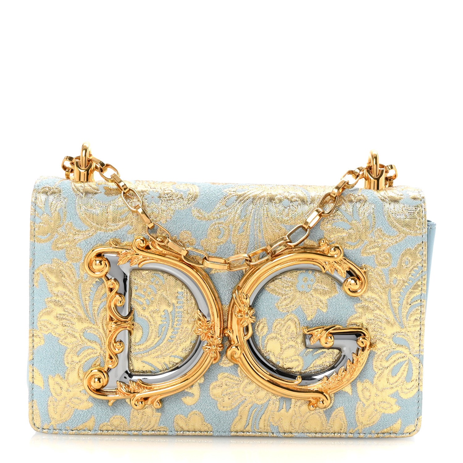 Dolce & Gabbana Brocade DG Girls Shoulder Bag Light Blue 1 of 9