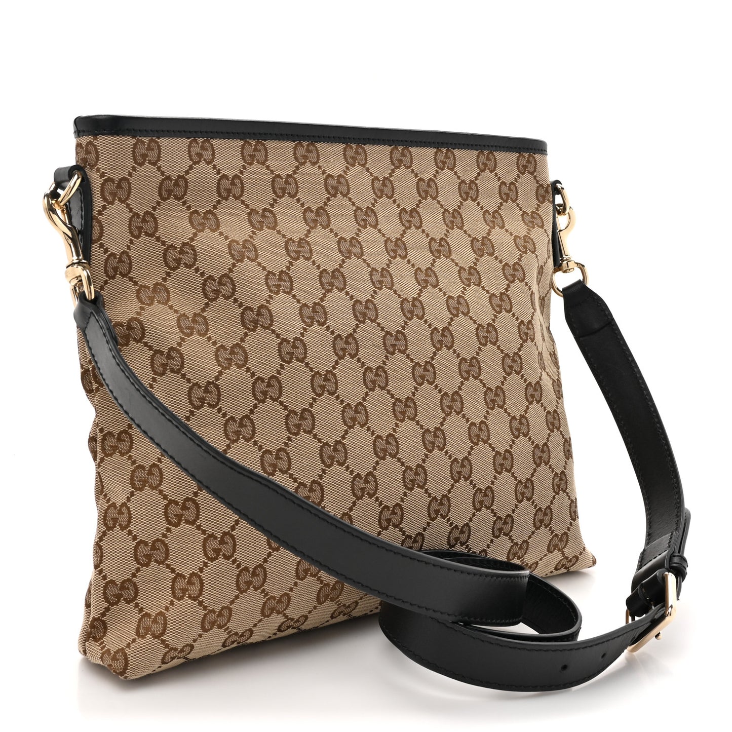 GG Monogram Web Flat Messenger Bag Black