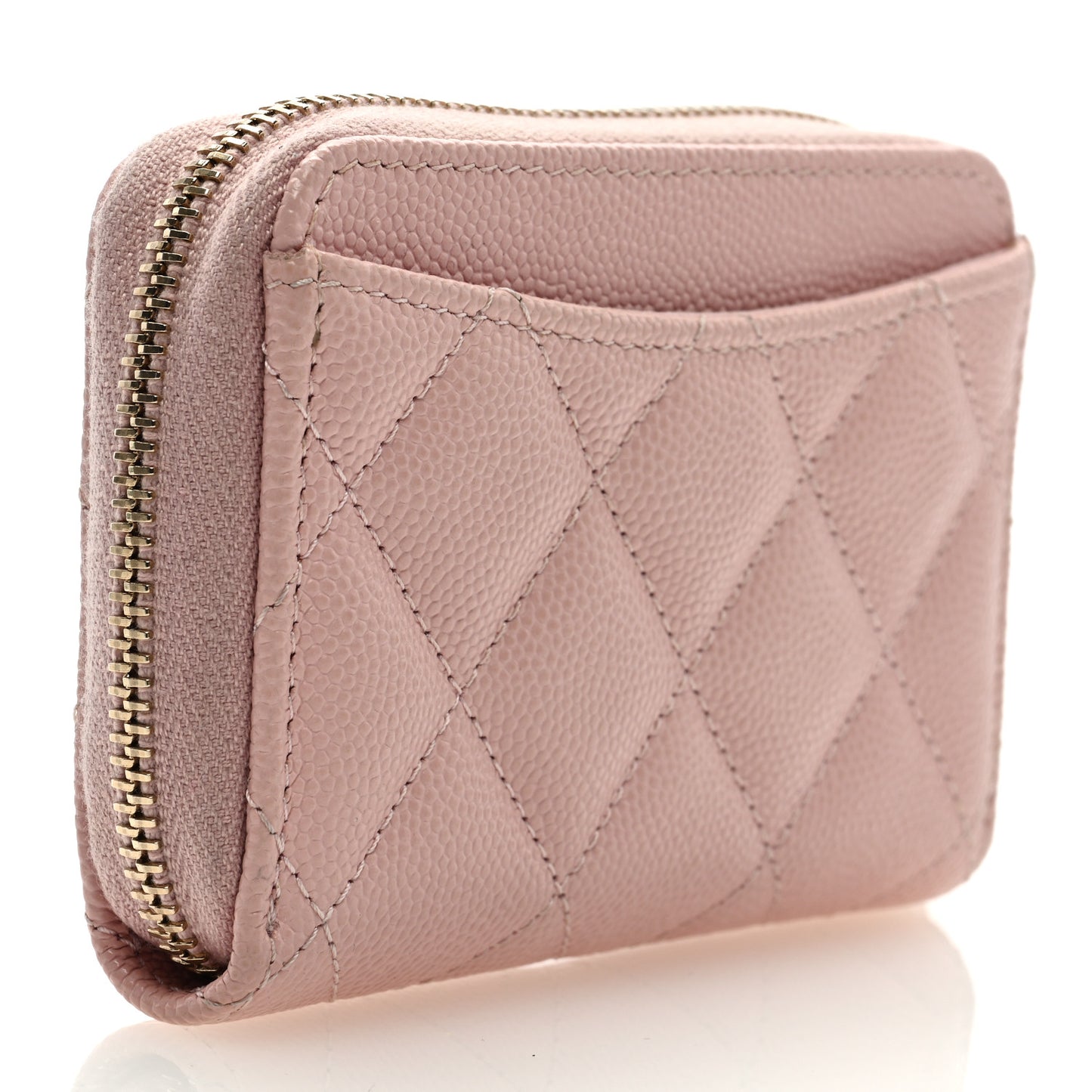 Caviar Quilted Zip Coin Purse Light Pink