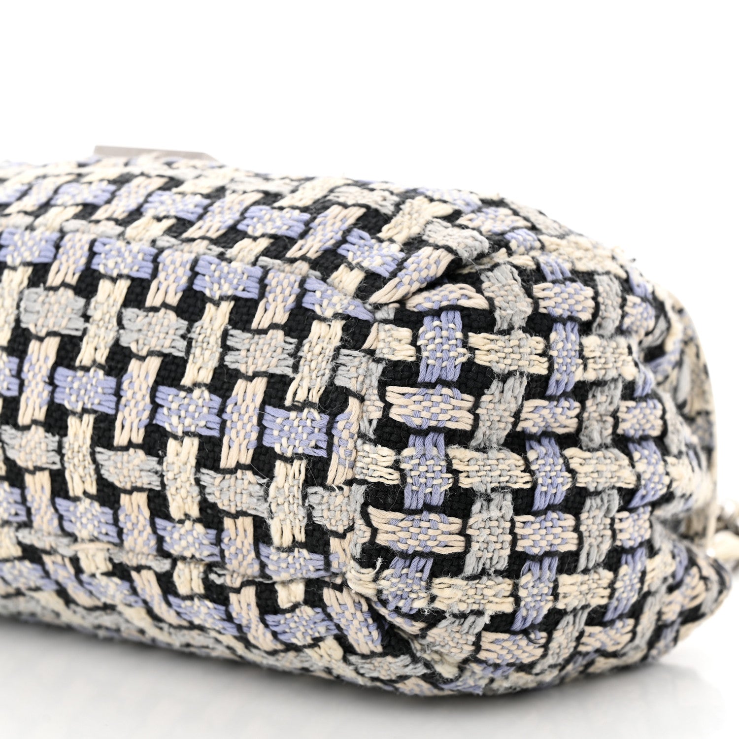 Chanel Tweed Calfskin Woven Single Flap Blue 10 of 10