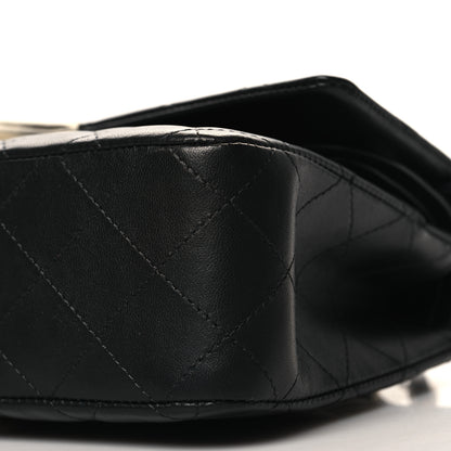 Chanel Lambskin Quilted Medium Double Flap Black White 10 of 11