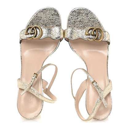 Gucci Galassia GG Marmont Ankle Wrap 75mm Sandals 39 Platino 2 of 10