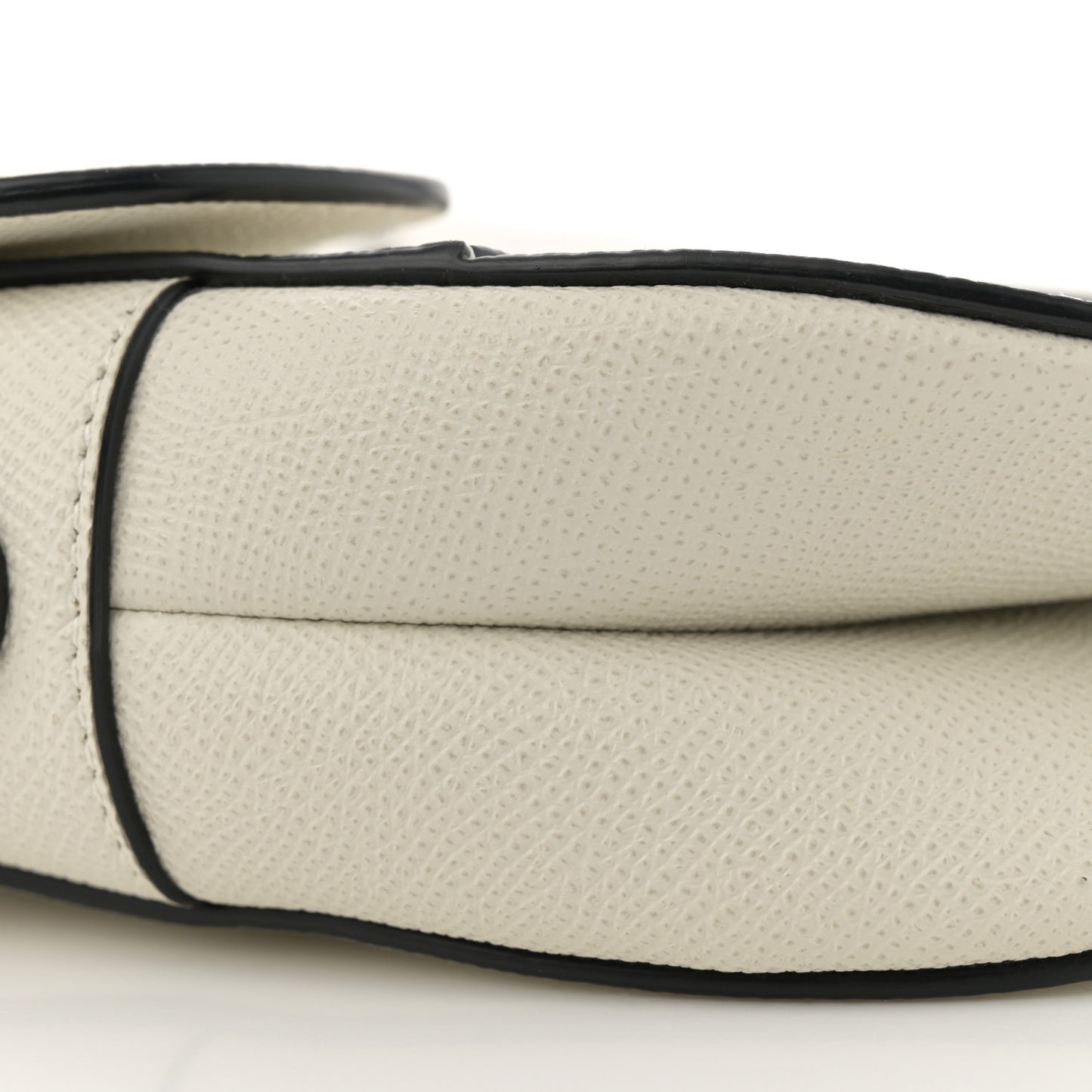 Grained Calfskin Saddle Bag White
