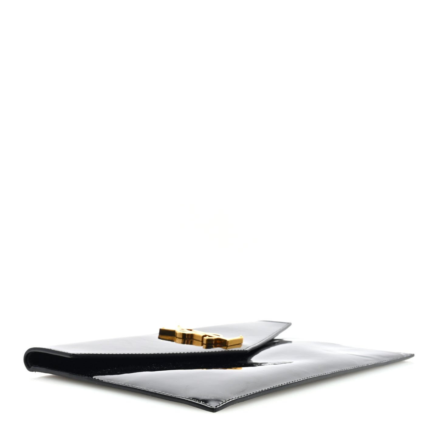 Patent Calfskin Monogram Uptown Clutch Black
