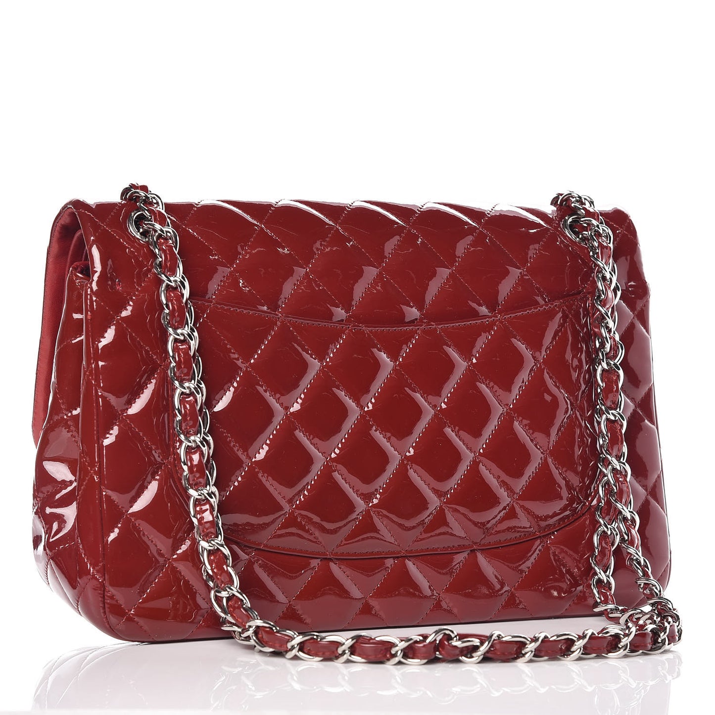 Patent Quilted Jumbo Double Flap Dark Red