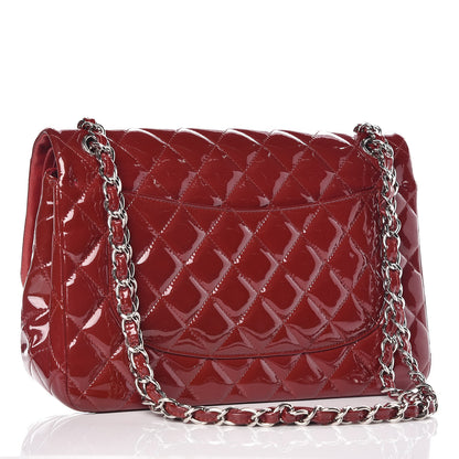 Chanel Patent Quilted Jumbo Double Flap Dark Red 4 of 16
