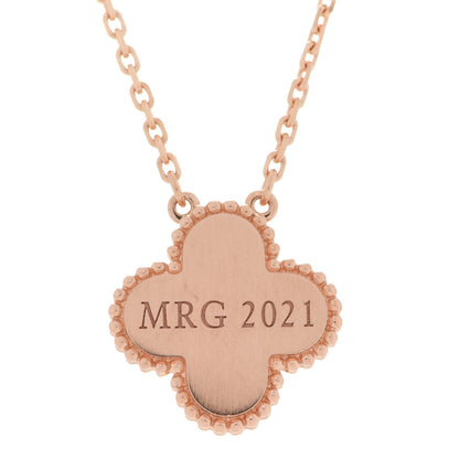 Van Cleef & Arpels 18K Rose Gold Diamond Rhodonite Vintage Alhambra Pendant Necklace 4 of 7
