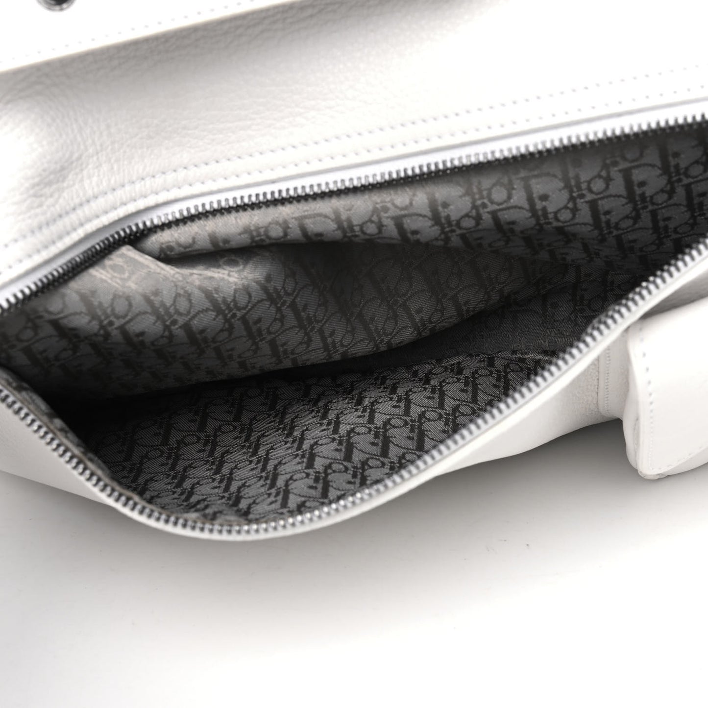 Calfskin Whipstitch Gaucho Double Saddle Bag White