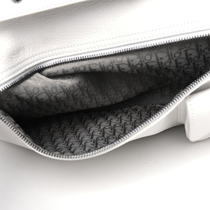 Christian Dior Calfskin Whipstitch Gaucho Double Saddle Bag White 6 of 16
