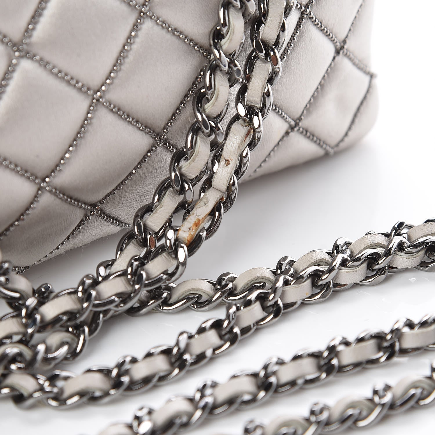 Chanel Satin Beaded Single Flap Silver 13 of 13