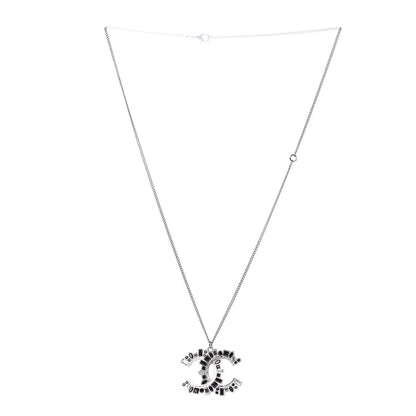 Chanel Baguette Crystal Large CC Necklace Silver Black 3 of 4