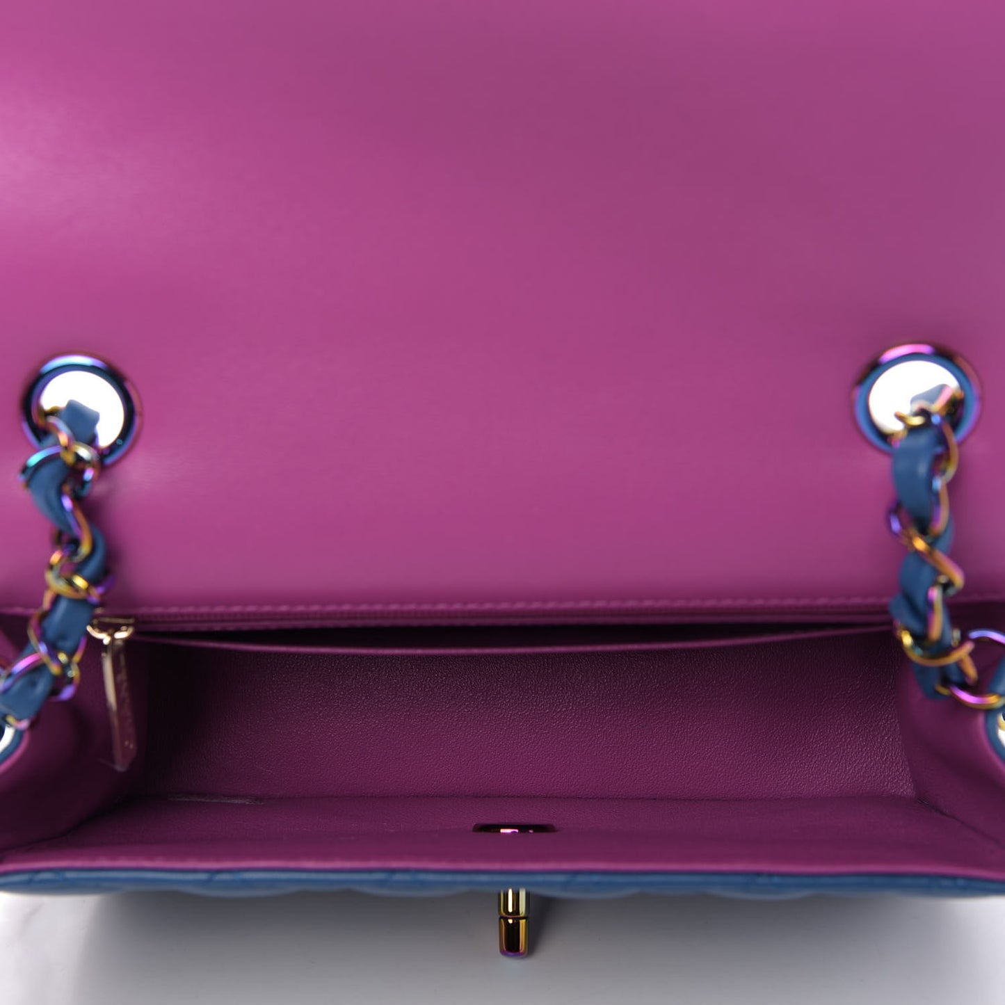Lambskin Quilted Mini Rectangular Flap Blue Purple