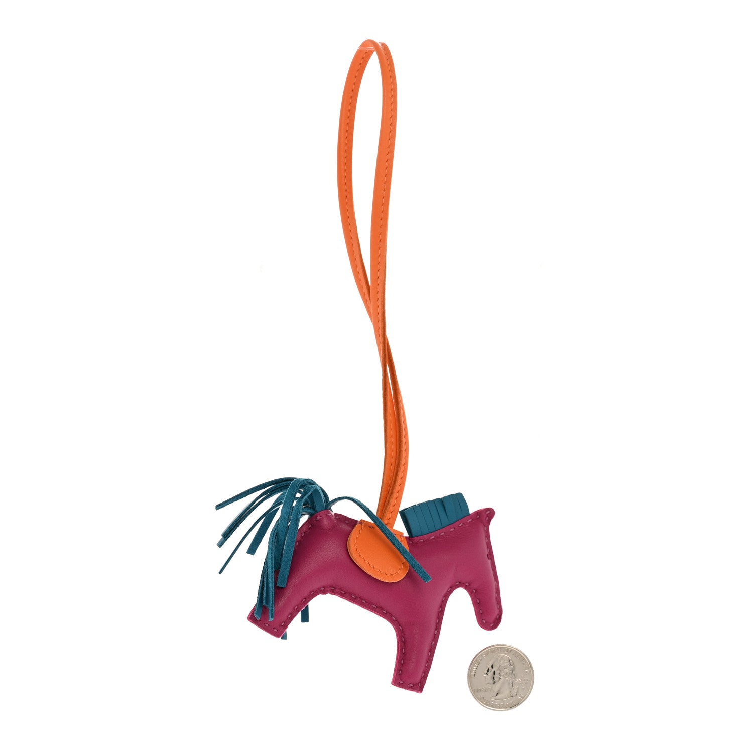 Hermes Milo Lambskin Grigri Rodeo Horse Bag Charm PM Tosca Bleu Izmir Orange 2 of 5
