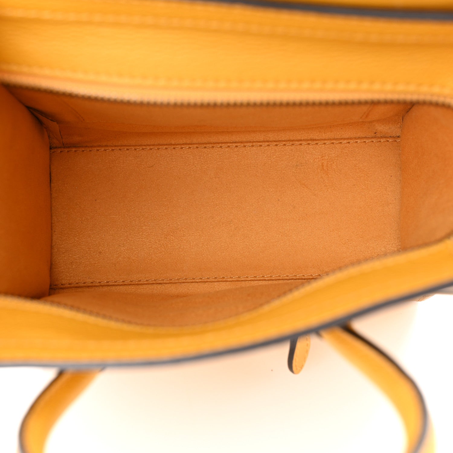 Celine Drummed Calfskin Nano Luggage Ocre 5 of 12