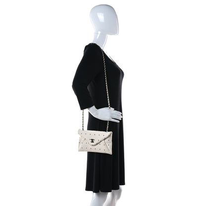 Chanel Printed Lambskin Logo CC Envelope Clutch With Chain White 2 of 11