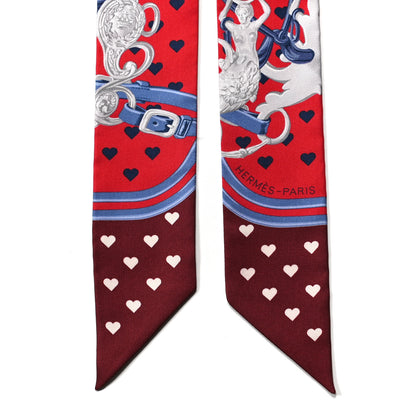 Hermes Silk Brides de Gala Love Twilly Rouge Bleu Bordeaux 5 of 5