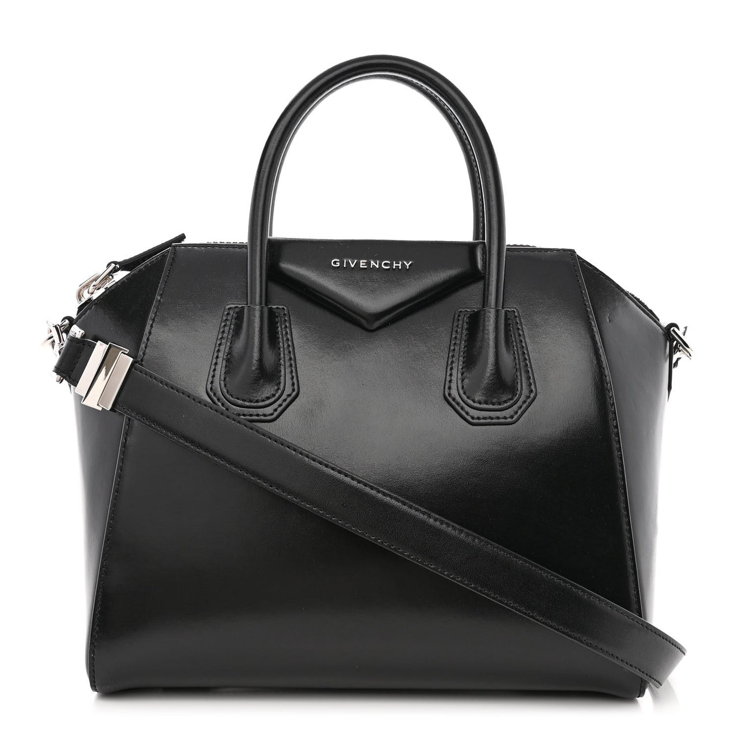 Shiny Lord Calfskin Small Antigona Black
