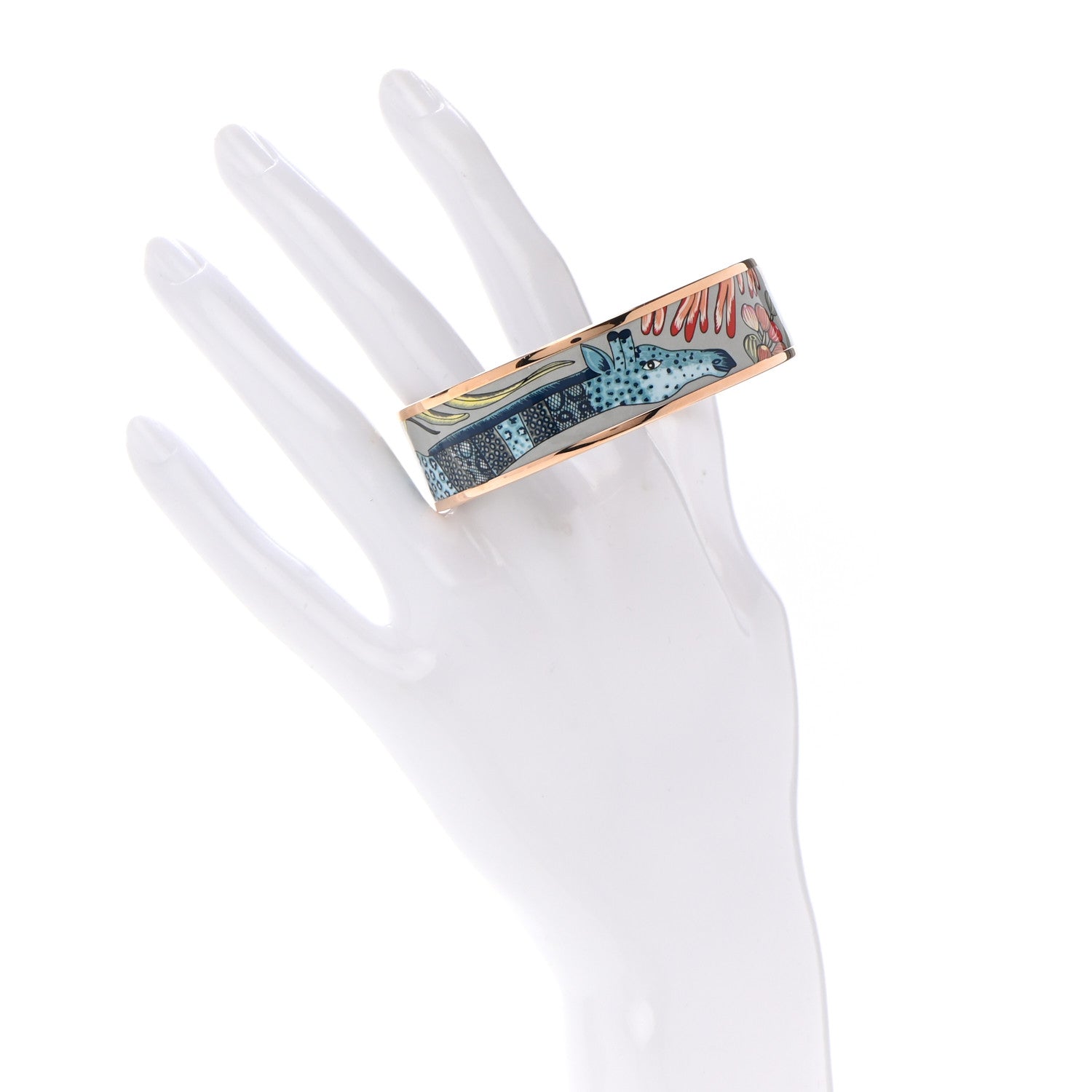 Hermes Enamel Printed Wide Le Marche de Savana Bracelet 70 Romantique 2 of 6