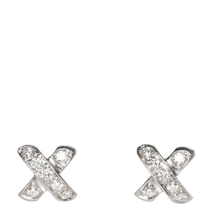 Tiffany 18K White Gold Diamond Paloma Picasso X Kiss Earrings 1 of 9