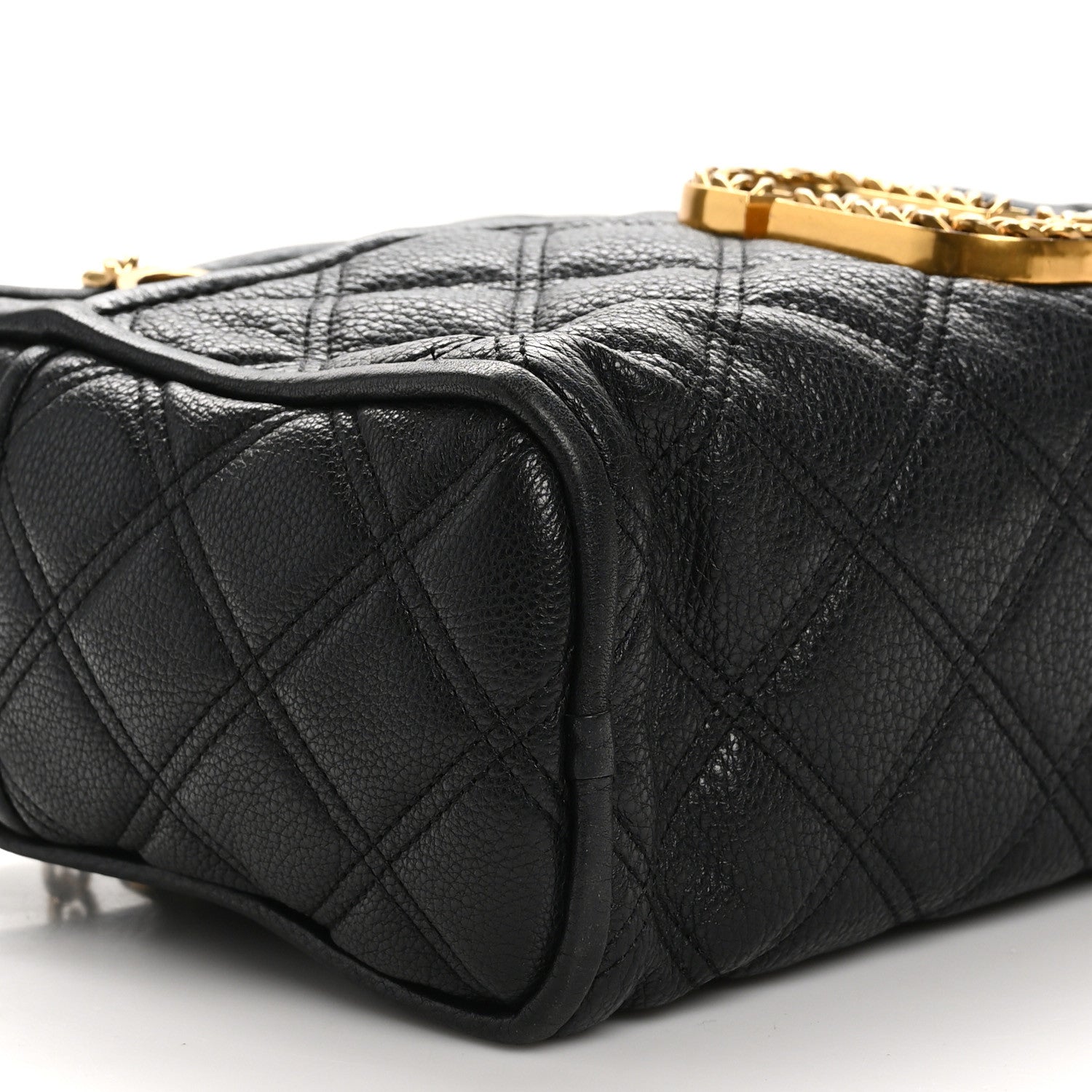 Marc Jacobs Grained Calfskin Quilted Double Stitched The Status Shoulder Bag Black 9 of 9